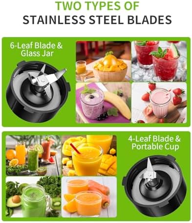 GDOR Smoothie Blender for Kitchen, 1200W Glass Blender with To-Go Cup Combo - Image 5