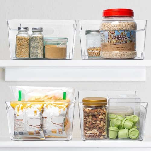 2 Pack Plastic Storage Bins, Extra Large Pantry Organizer, 13.5" x 10" Clear Storage Containers and Organizer Bins, Multi-Use Bins for Home, Kitchen, Closet and Cabinet