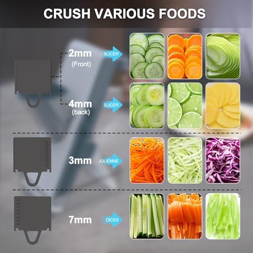 Mandoline Slicer Safe Multifunctional Dicer Adjustable Commercial Slicer Machine Stainless Steel Chopper (White Deep Grey) - Image 3