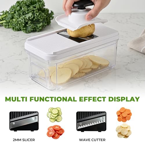 SUSTEAS Vegetable Chopper with Pull-Out Container, 7-Blade Mandolin Slicer - Image 5