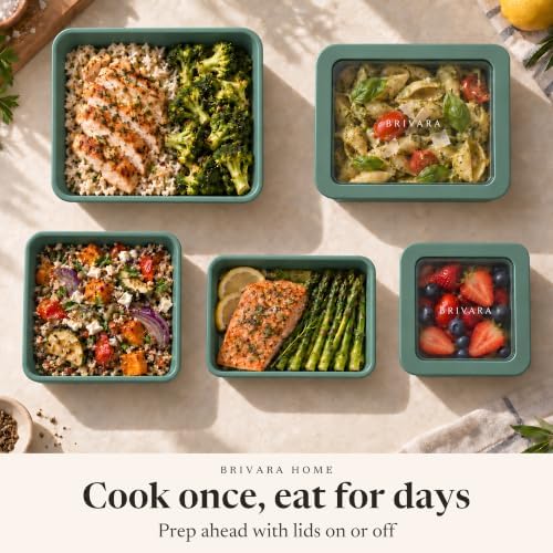 Glass Food Storage Containers with Lids, 20-Piece Set, Pine