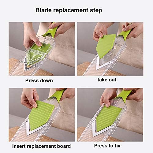 V-Blade Mandoline Slicer 0.06/0.10/0.14 Inch Adjustable Thin slice Lemon Slicer Kitchenaid Accessories Grater 420 Stainless Steel Food Fruit Vegetable Slicer with Finger Guard Protector (Green) - Image 6