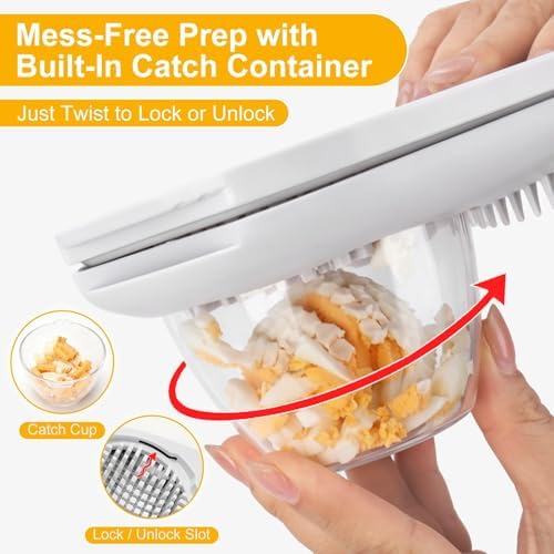 3-in-1 Egg Slicer for Hard Boiled Eggs& Egg Cutter, 304 Stainless Steel Cutting Wire, Heavy Duty Chopper & Dicer with Removable Catch Container –Multipurpose tool, Slices, Wedges, and Dices - Image 2