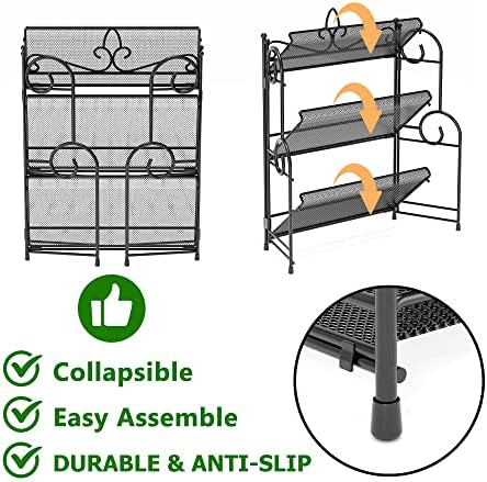 Bathroom Organizer Countertop - 3 Tier Spice Rack Organizer, Counter Organization and Storage for Bathroom, Kitchen, Bedroom, Offices, Foldable