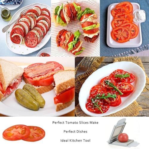 Tomato Slicer, Stainless Steel Tomato Slicer, Vegetable Slicer,15 Sharp Blades, Easy Grip Handle Lightnweight Kitchen Tool, Time-Saving Tomato Cutter