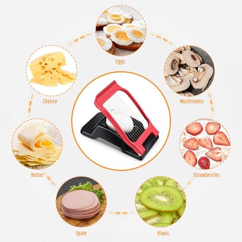 Heavy Duty Aluminium Egg Slicer, Stainless Steel Wire, Black & Red - Image 2