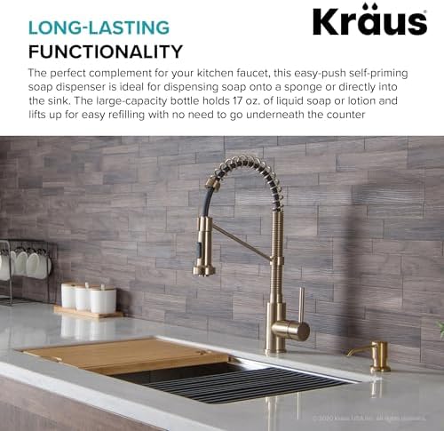 KRAUS Boden Kitchen Soap and Lotion Dispenser in Brushed Brass, KSD-53BB