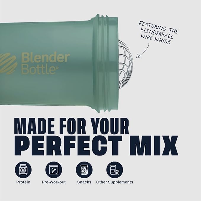 BlenderBottle Shaker Bottle with Pill Organizer and Storage for Protein Powder, Classic V2 ProStak System, 22-Ounce, Tan