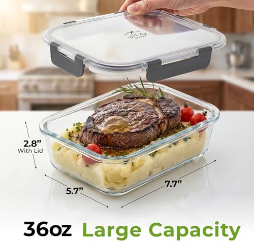 Glass Storage Containers with Lids, Premium BPA Free 36oz