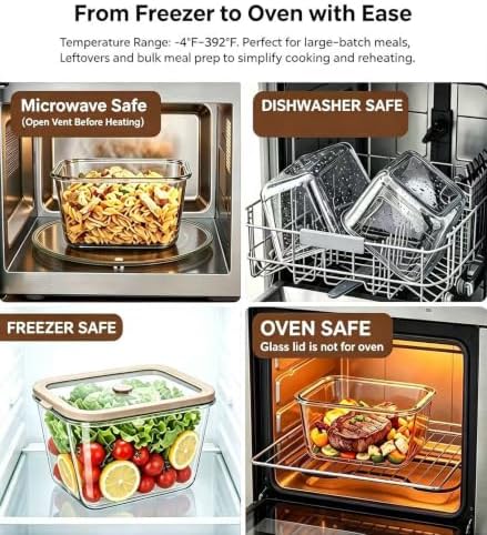 2 Pack 82oz Large Glass Food Storage Containers with Lids