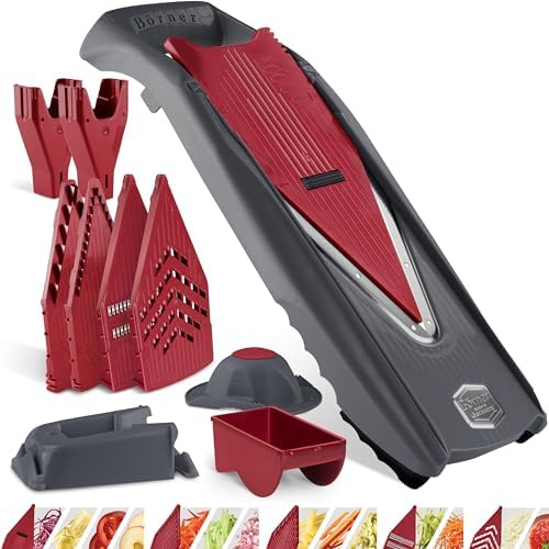 Börner Mandoline Slicer Vital (Profi Set) • Vegetable Slicer with Stainless Steel V-Blade & Dressing Function • 12 Cutting Styles • For Slices, Zoodles, Strips, & Dices in Various Thicknesses by B%C3%B6rner