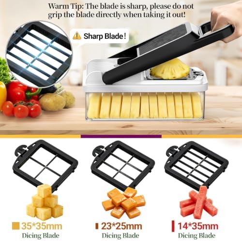 15-in-1 Vegetable Chopper 10 Blades, Veggie Cutter with Handle, Black/White - Image 3