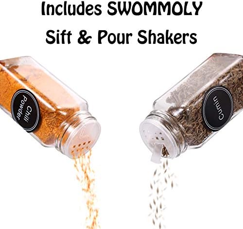 42 Pcs 4 oz Glass Spice Jars with Shaker Lids and 703 Spice Labels