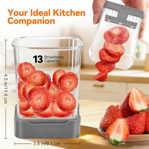 Original Strawberry Slicer, Fast & Even Thin Slicing, Gray - Image 2