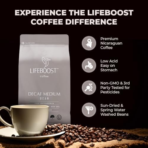 Decaf Coffee Beans, Swiss Water Process Low Acid Organic, 12oz