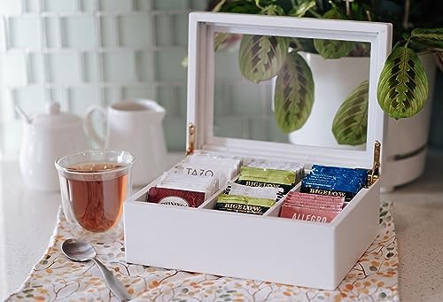 Wooden Tea Organizer For Tea Bags, White