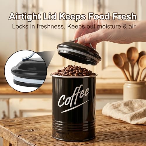 Kitchen Canisters Sets for Countertop-Set of 4, Black