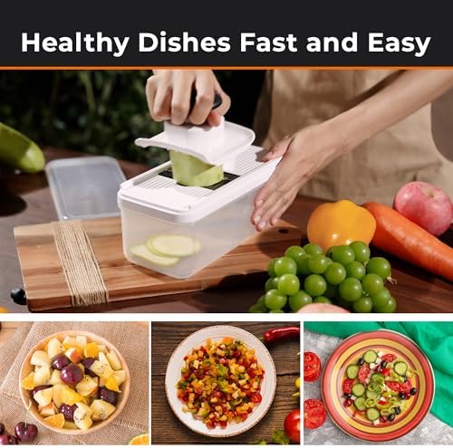 Pro Food Chopper - Premium 9 in 1 Vegetable Chopper with 7 Interchangeable Blades, Fruit Slicer, Vegetable chopper with Container and Lid, Kicthen Essentials - Image 6