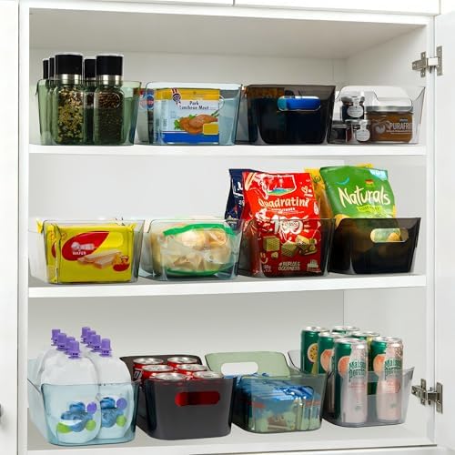 8 Pack Plastic Storage Bins, Clear Pantry Organizers and Storage Containers, Multi-Use Organizer Bins for Kitchen, Bathroom, Office, Shelf, Fridge, Home Edit and Cabinet Organizers