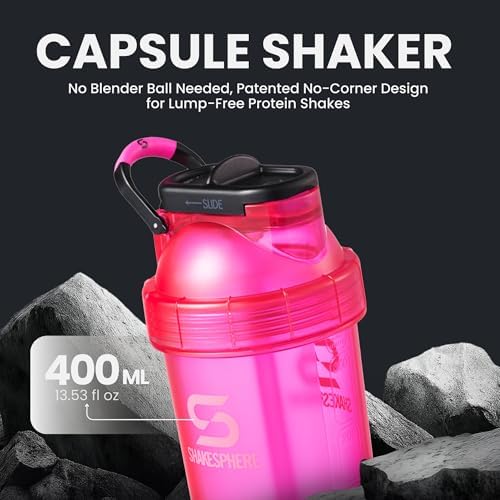 SHAKESPHERE Protein Shaker Bottle with Straw 13.5oz BPA-Free Tritan, Pink - Image 2