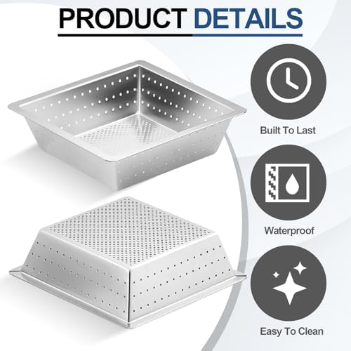 2 Pcs 10 x 10 x 3'' Stainless Steel Commercial Floor Drain Strainer
