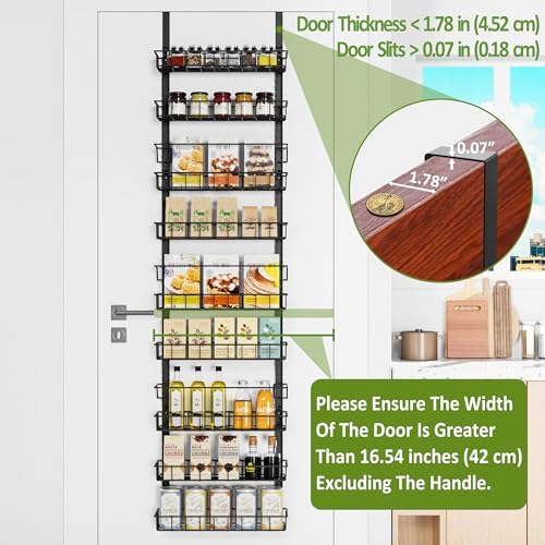 9 Tier Over Door Pantry Organizer, 2-in-1 Adjustable Spice Rack