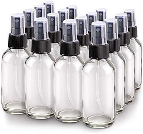 Wedama Spray Bottle, 4 oz Fine Mist Glass Spray Bottles, Little Refillable Liquid Containers for Watering Flowers Cleaning (16 Pack, Clear) by Wedama