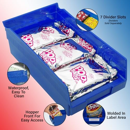 30130 Heavy Duty Plastic Shelf Bins, 12"x 6.5"x 4", Clear, 12-Pk
