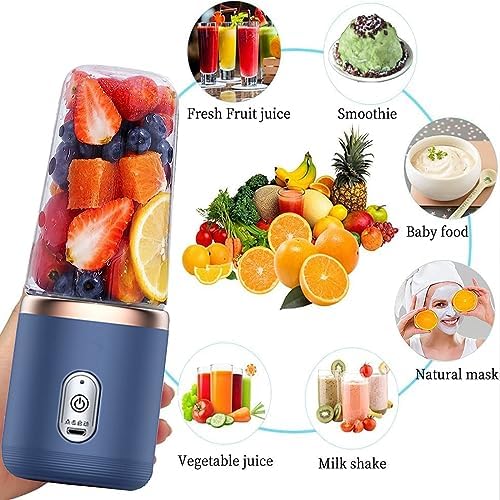 Portable Blender, Personal Blenders for Shakes and Smoothies, 400ML USB Rchargeable Fruit Veggie Juicer Cup With 6 Blades and Travel Lid, Blender for Travel Gym Kitchen - Image 3