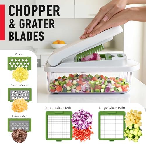 HOME Pro-Series 10-in-1 Vegetable Chopper, 8 Blade Onion Mincer