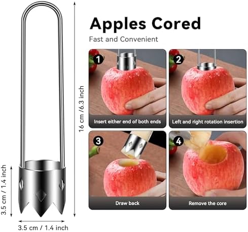 2PCS Red Bell Pepper Seed Corer, Stainless Steel Fruit Core Remover Apple Core Seed Remover Vegetable Corer Tool for Vegetables Fruit Kitchen Utensils (Silver)