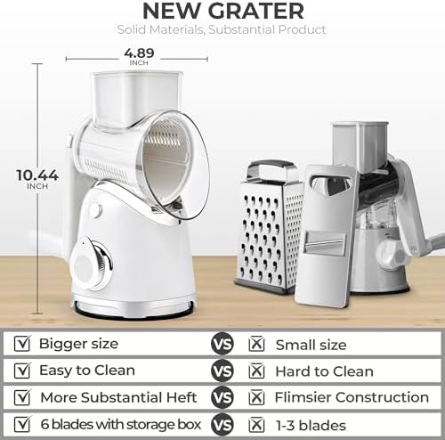 SUSTEAS Rotary Cheese Grater Hand Crank, Kitchen Shredder Vegetable Slicer - Image 2