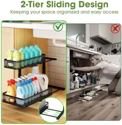 Under Sink Cabinet Organizer 2-Pack for Kitchen&Bathroom