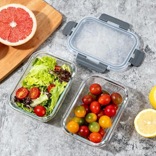15 Pack,13 oz 1.5 Cup Glass Meal Prep Containers with Lids