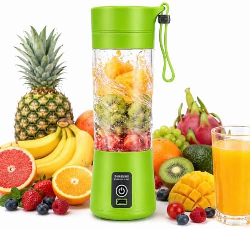 BAN IDLING Portable Juice Blender, Green, 380ml, 6 Blades, USB Rechargeable, BPA Free, One-Click Operation - Image 3