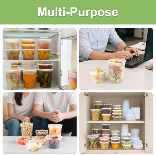60 Sets (120-Piece) Deli Containers with Lids, 32/16/8 oz X 20 Set Each
