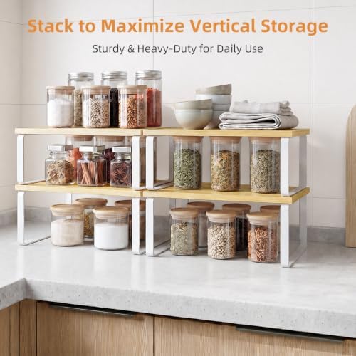 Cabinet Organizer Shelf, Set of 4 Stackable Spice Rack
