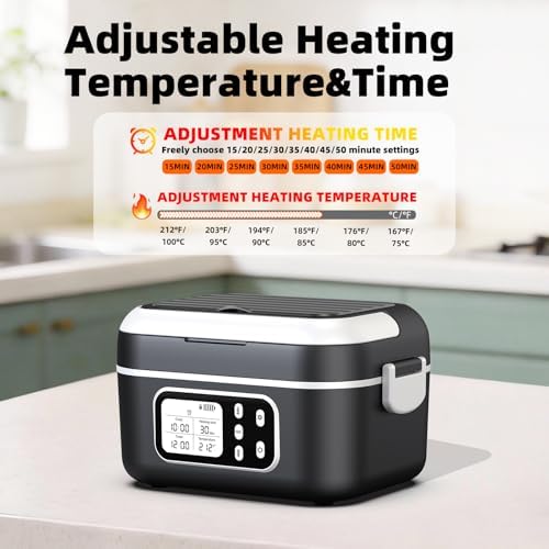 6.3 Cups Cordless Electric Lunch Box for Adults, 27000mAh 100W Rechargeable Battery Powered Automatic Scheduled Heated Lunchbox, Rapid Heating Portable Food Warmer BPA Free for Hot Meals Anywhere