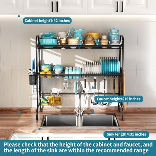 3-Tier Over The Sink Dish Drying Rack,Stainless Steel Dish Rack