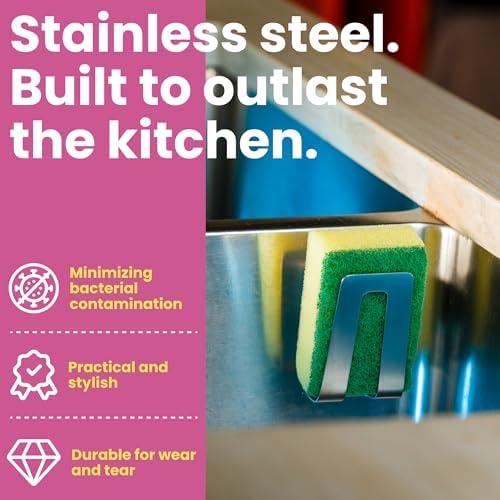 Magnetic Sponge Holder, Stainless Steel Kitchen Organizer