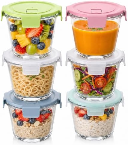 6 Pack 3 Cup/23oz Glass Soup Containers with Lids, Meal Prep Containers