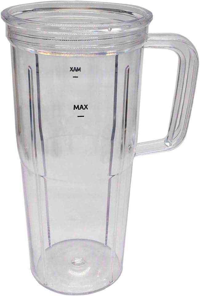 Replacement Juicer personal jar 24oz handle cup with to go lid,Compatible with nutribullet Ultra Plus+ Compact Kitchen System：NB50550AK/NB20550/NB30500MC/Ultra （NB50500IN）/Ultra Deluxe（NB80500）
