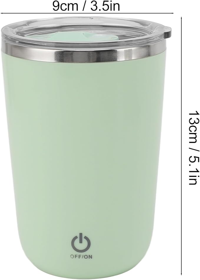 Shaker Bottle 11.8oz Electric Mixer Cup Stainless Steel Self Stirring Blender USB Rechargeable Coffee Mug for Sports, Workouts, Office(Green)