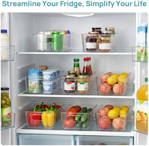 8pcs Clear Storage Bins with Handles