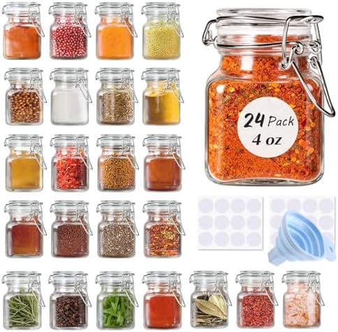 Spice Jars, 24 Pack 4oz Small Glass Jars Spice Jars Herb Jars