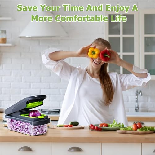 15 in 1 Vegetable Chopper with Container and Stainless Steel Blades - Image 7