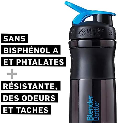 BlenderBottle SportMixer Tritan Grip Shaker Bottle, Transparent Black/Cyan, 28-Ounce - Image 3