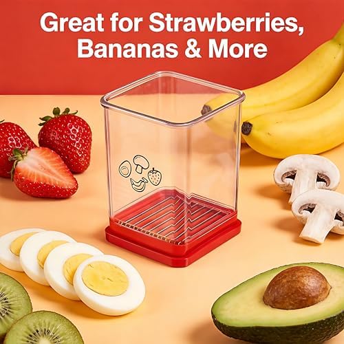 Fruit Slicer Cup – One‑Press Strawberry & Banana Cutter for Fast, Mess‑Free Prep – Essential Kitchen Gadget for Kids Snacks, Lunchboxes & Meal Prep – Stainless Steel Blades, Durable & Dishwasher Safe - Image 5