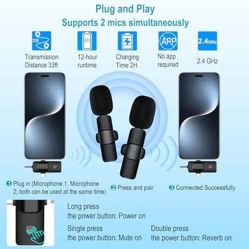 71" Content Creator Essentials Vlogging Kit - 2 Lights & 2 Mics