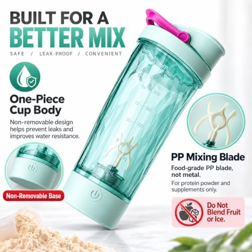 Prazzy Electric Protein Shaker Bottle, 20oz USB Rechargeable Mixer Cup - Image 3